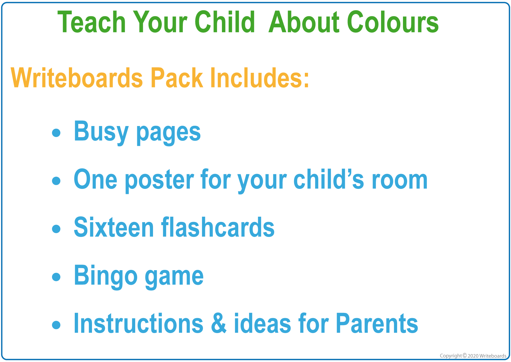 Teach your child colours with our 12-page Colours Busy Book featuring NSW Foundation Font handwriting