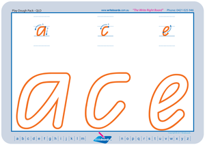 QLD Beginners Font tracing and handwriting worksheets for lowercase letters and numbers