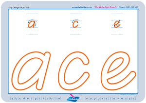 TAS Modern Cursive Font Lowercase Alphabet Worksheets for Childcare and Kindergarten