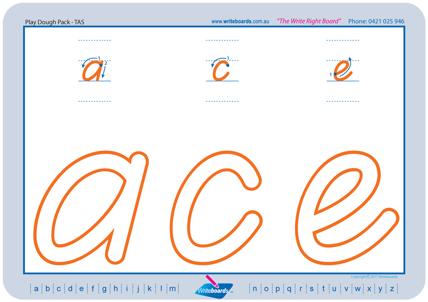 TAS Modern Cursive Font Large Alphabet Worksheets for Occupational Therapists and Tutors