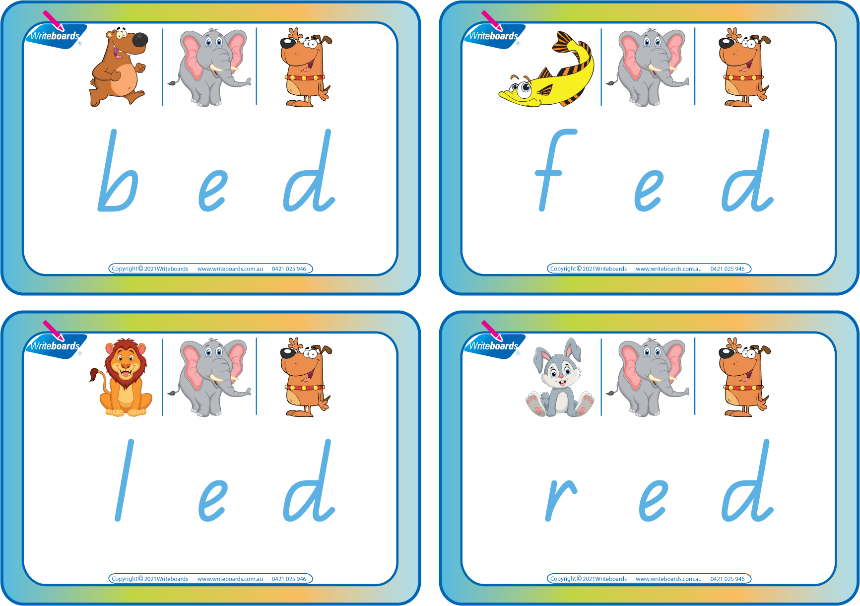 Teach your child to spell & rhyme with these 228 printable CVC cards in QLD Handwriting