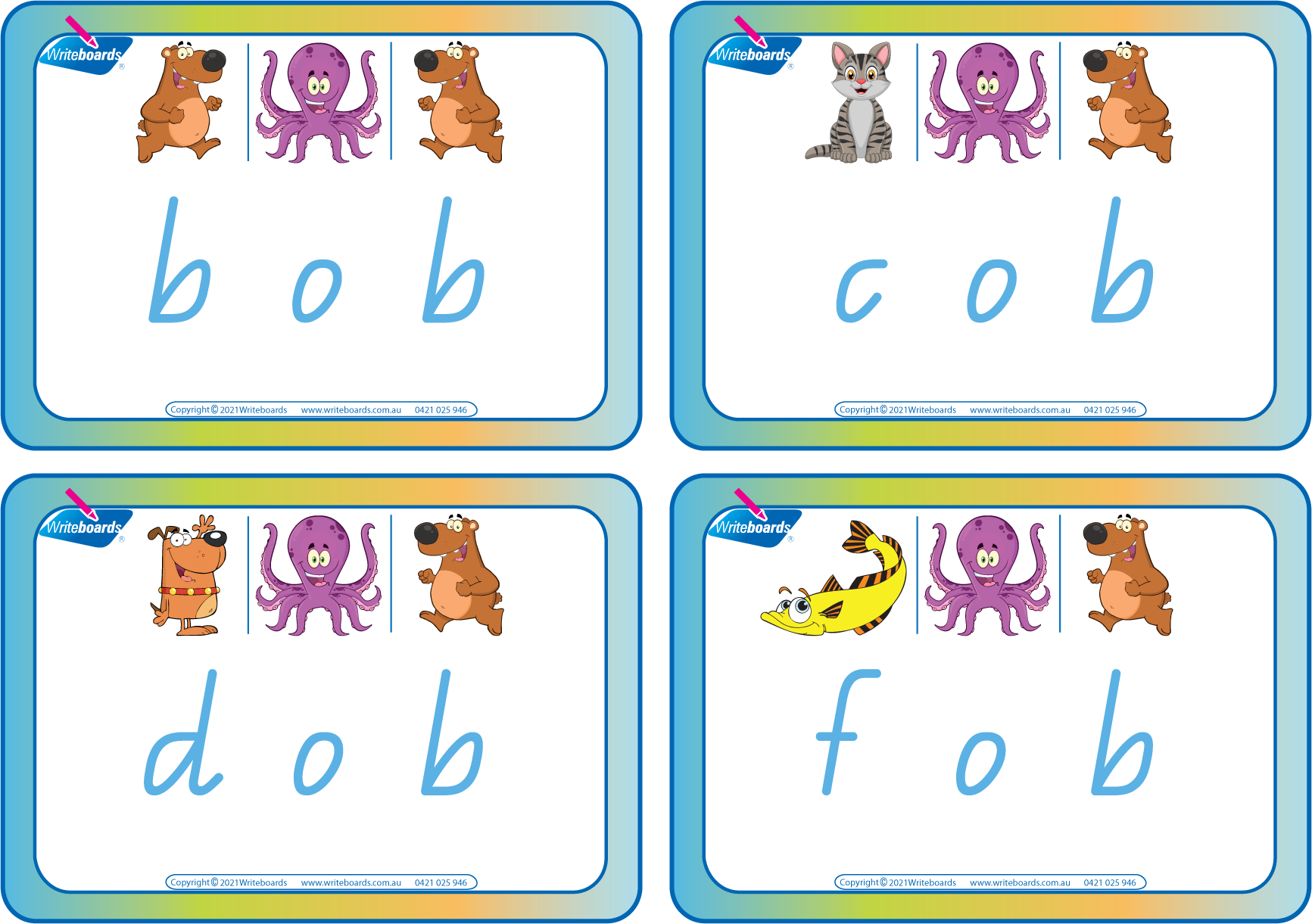 Teach your child spelling and rhyming with QCursive CVC Flashcards-includes 46 Phonic printable cards