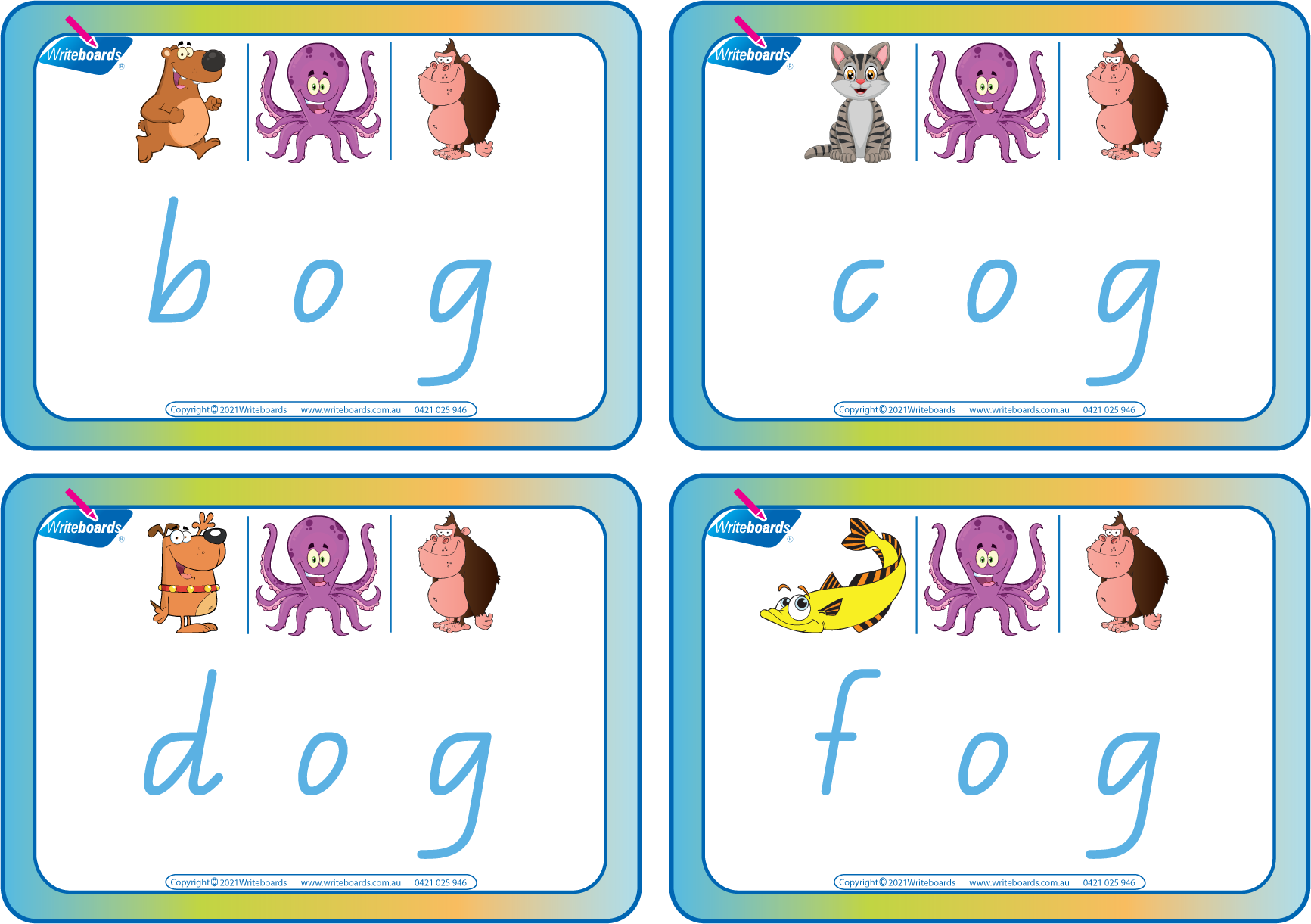 Teach your child spelling and rhyming with QCursive CVC Flashcards-includes 46 Phonic printable cards
