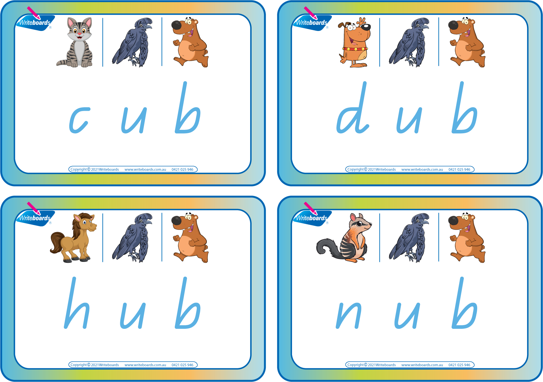 Discover CVC Flashcards with middle letter "u" for QLD handwriting with games & activities