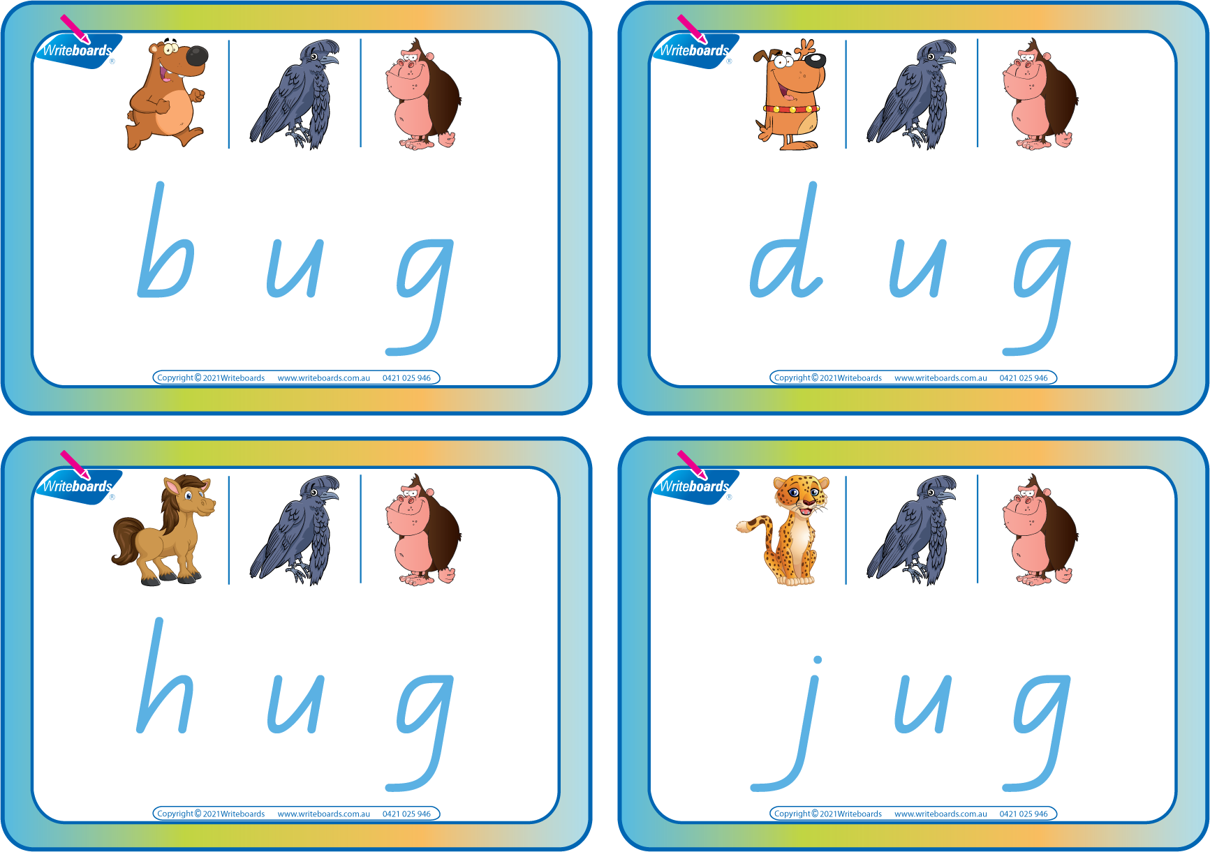 Discover CVC Flashcards with middle letter "u" for QLD handwriting with games & activities