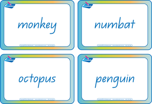 QCursive Font Animal Phonic Flashcards for Teachers, QLD Beginner Font Zoo Phonic Flashcards for Teachers