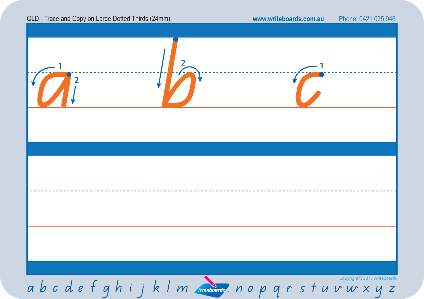 Download QLD Modern Cursive Font Large Dotted Third Alphabet Worksheets for Teachers - Includes 44 worksheets