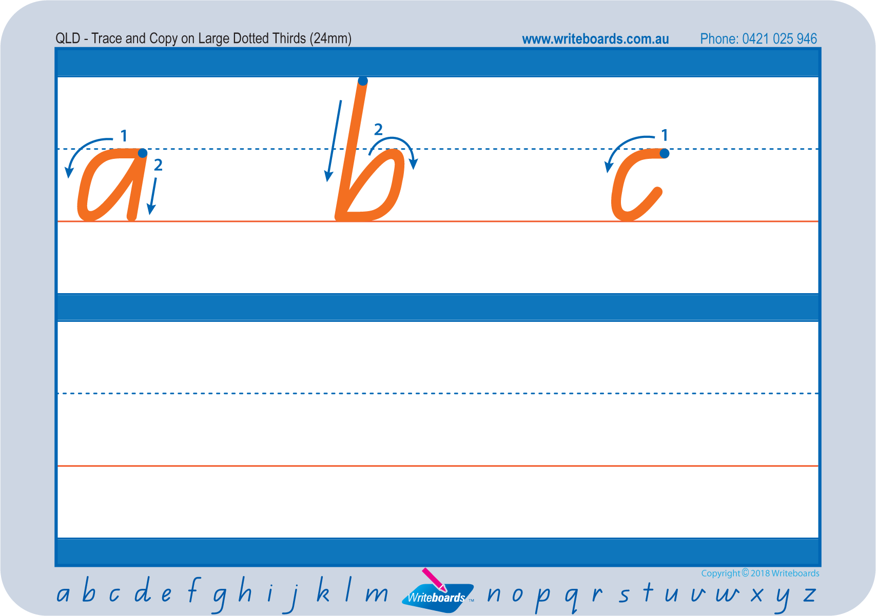 QLD Modern Cursive Font large Dotted Third Letter Worksheets, QLD handwriting worksheets