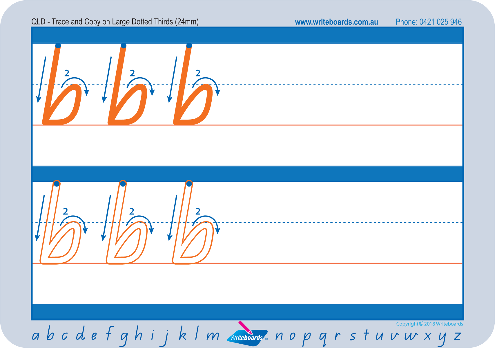 QLD Modern Cursive Font large Dotted Third Letter Worksheets, QLD handwriting worksheets