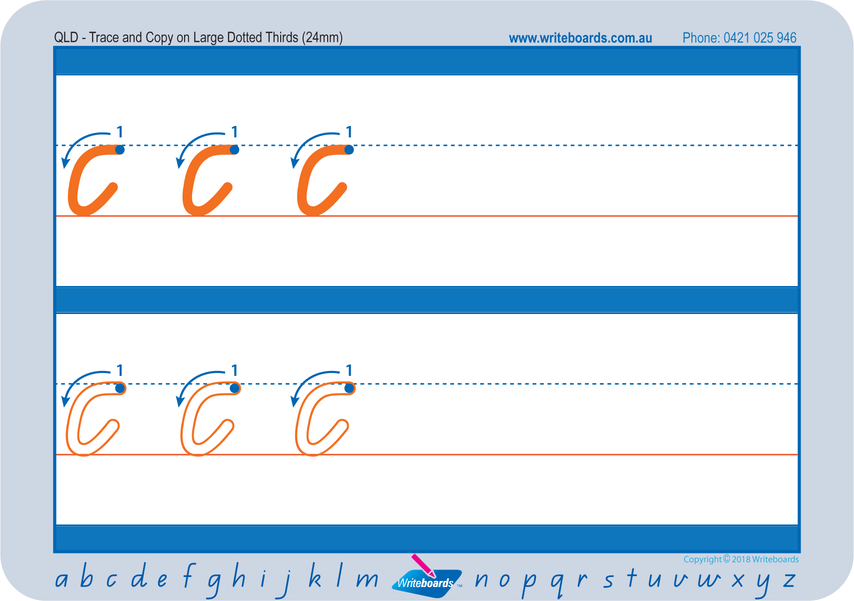 QLD Modern Cursive Font large Dotted Third Letter Worksheets, QLD Tracing worksheets