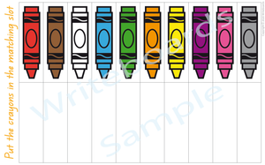 Busy Book Colour Pack where your child has to match the QLD crayon colours