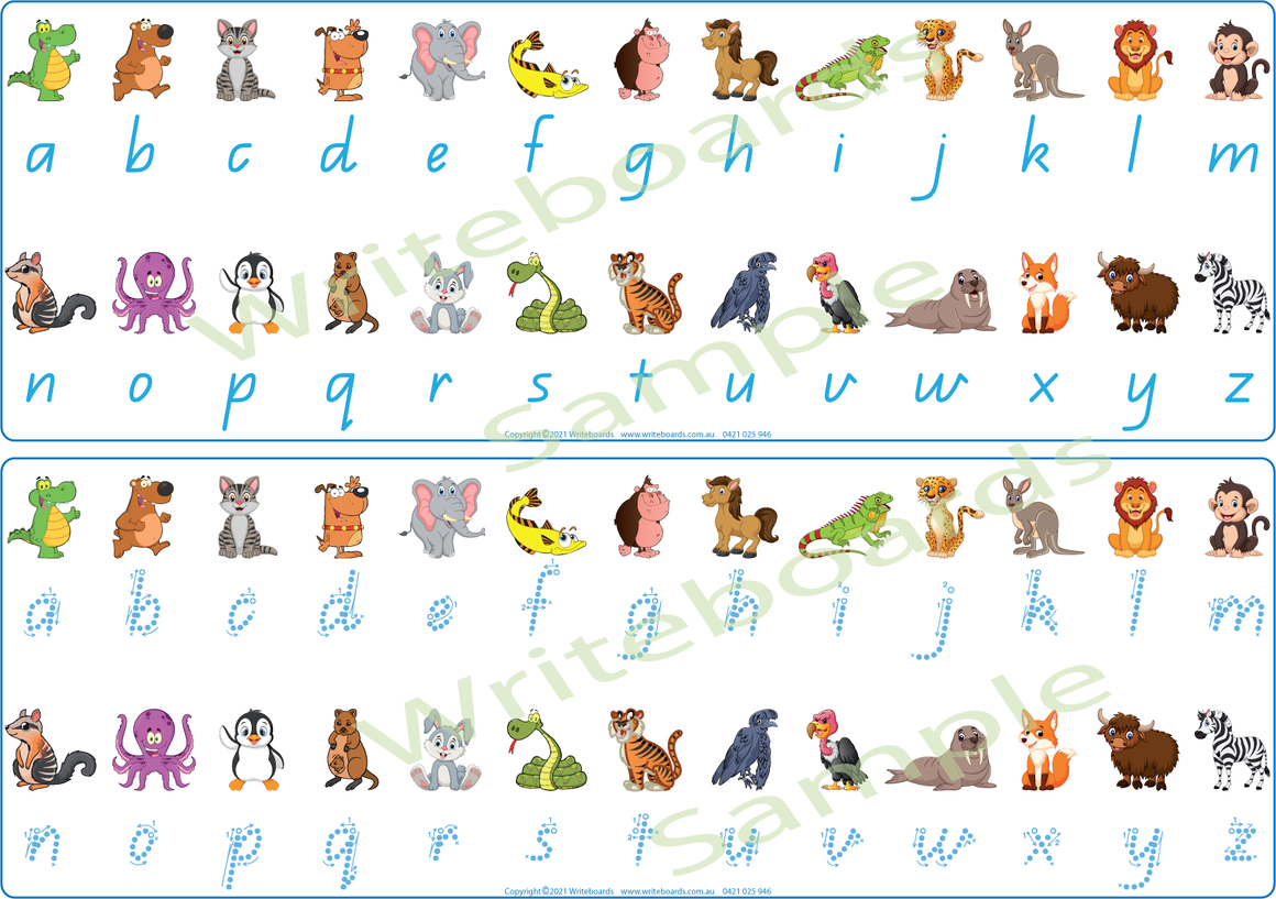 QLD Beginner Font Animal Phonic Desk Strips for Teachers, QCursive Zoo Phonic Desk Strips for Teachers