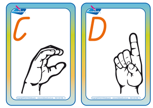 Sign Language Flashcards completed using QLD Modern Cursive Font (also known as QCursive).