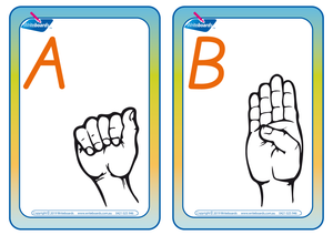 Sign Language Flashcards completed using QLD Modern Cursive Font (also known as QCursive).