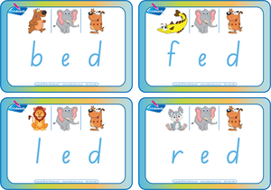 SA Modern Cursive Font CVC Package for Teachers, CVC Flashcard Package using Animal Phonics for Teachers