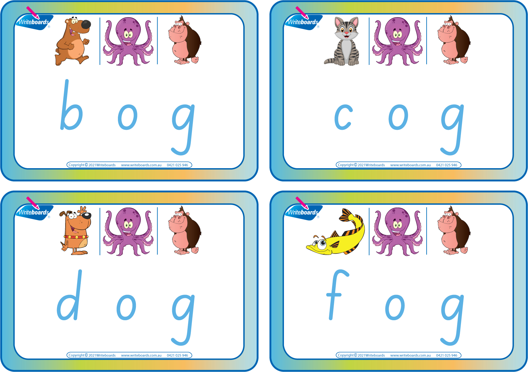 SA Modern Cursive Font CVC Package for Teachers, CVC Flashcard Package using Animal Phonics for Teachers