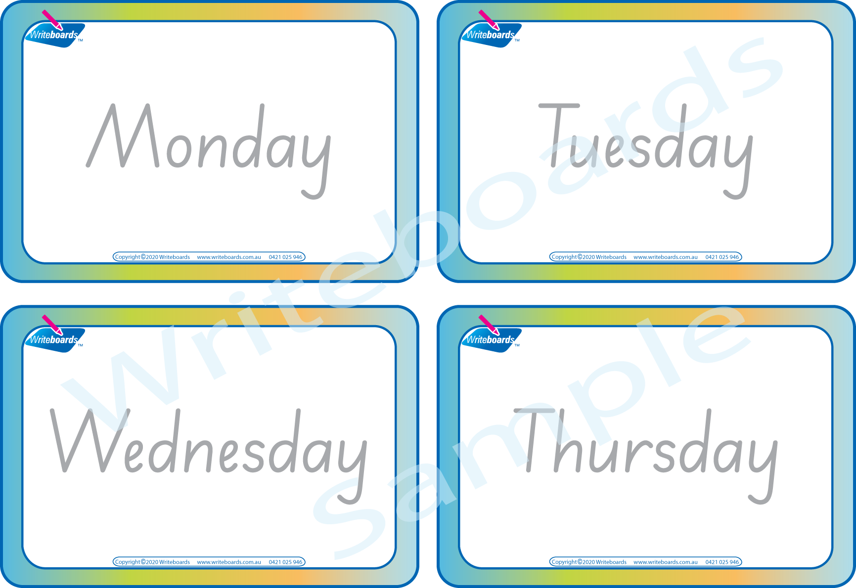 SA Modern Cursive days of the week busy book featuring 16 pages including flashcards and games