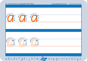 SA Modern Cursive Font School Readiness Lowercase Alphabet Worksheets for Childcare and Preschool