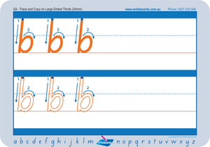 Learn to Form SA Modern Cursive Font Letters using Dotted Thirds Worksheets. SA handwriting worksheets.
