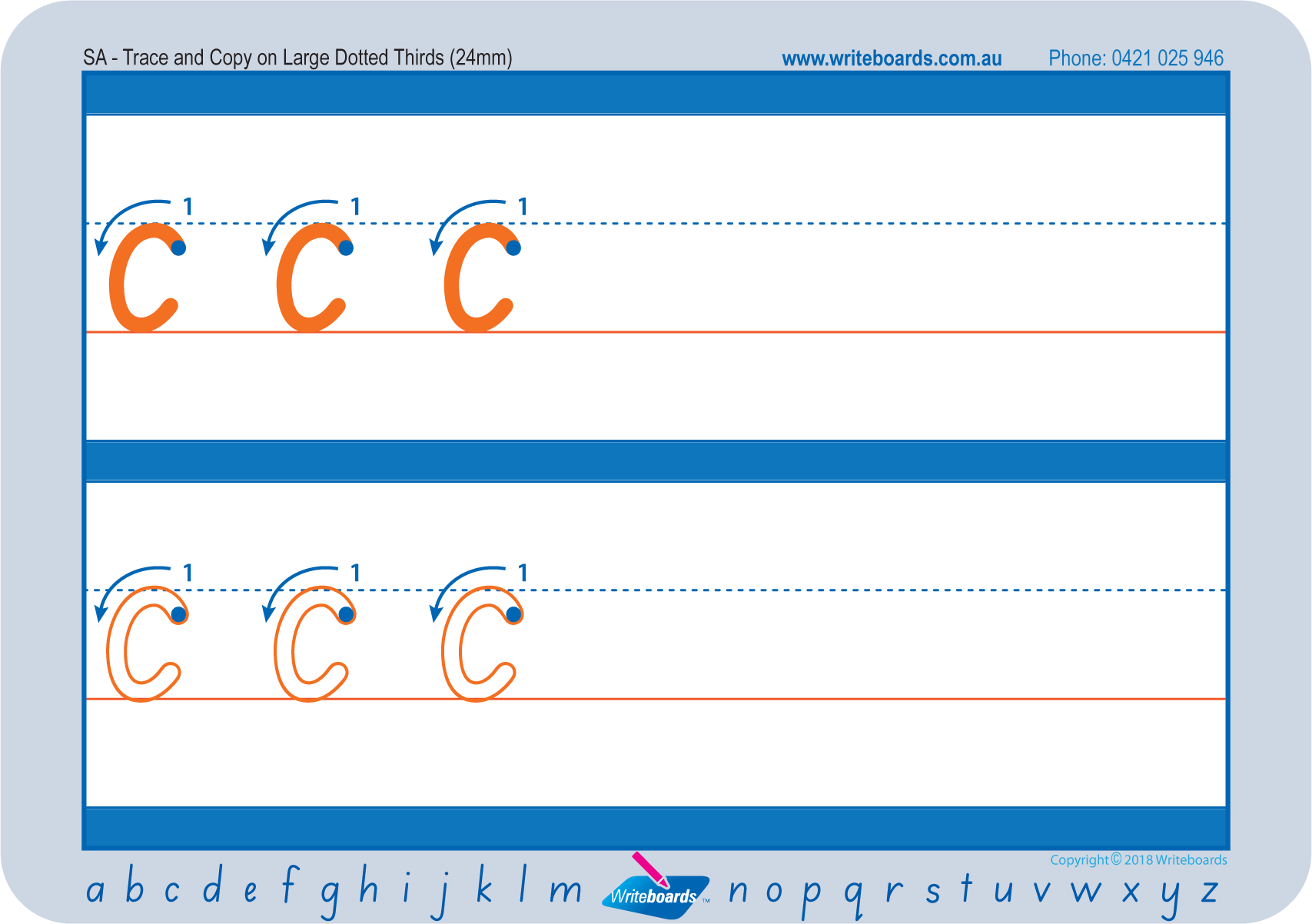 SA Modern Cursive Font Large Lowercase Alphabet Worksheets for Preschool and Kindergarten Educators