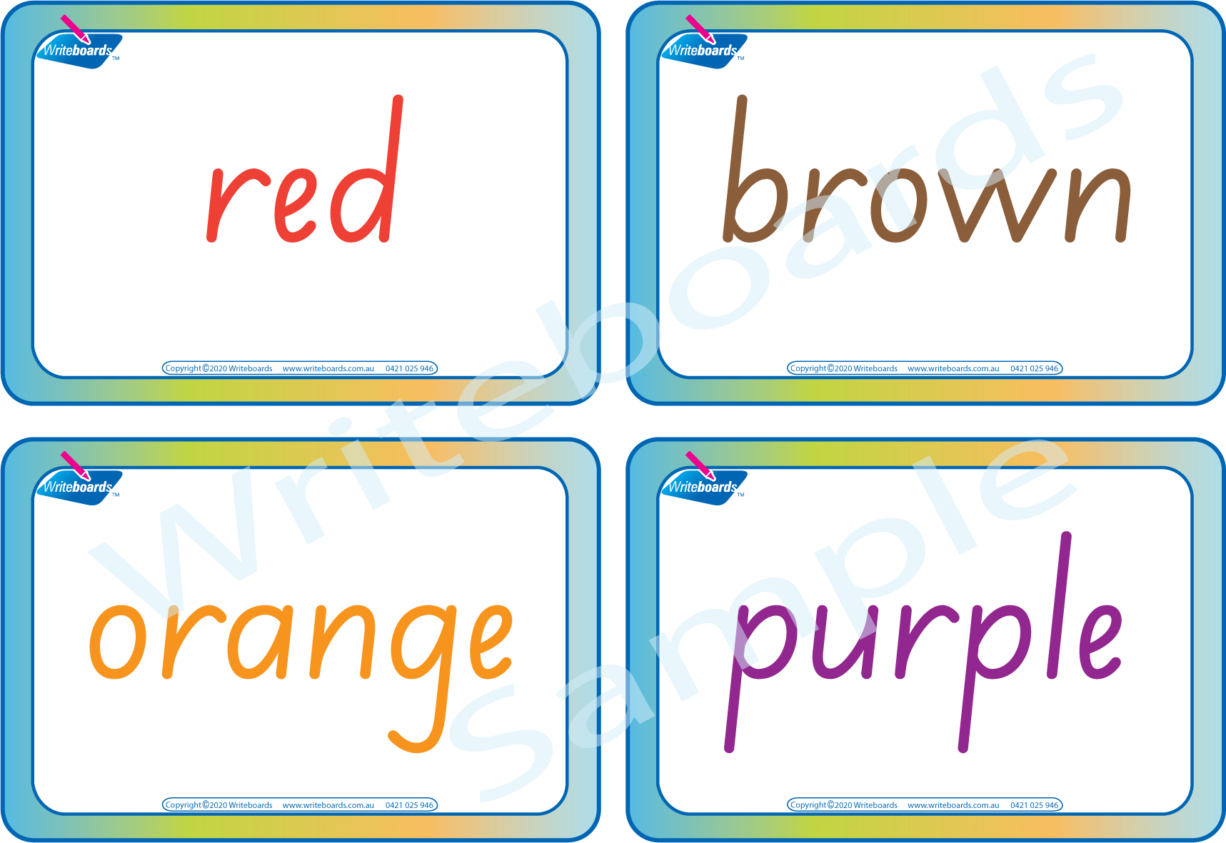 Teach your child colours with our SA Modern Cursive Font Busy Book with posters and flashcards