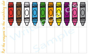 Busy Book Colour Pack where your child has to match the SA crayon colours