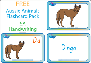 Free Australian Animal Alphabet Flashcards for SA Handwriting, Free SA Aussie Animal Alphabet Flashcards