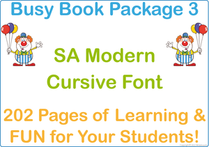 SA Modern Cursive Font Busy Book Package Three