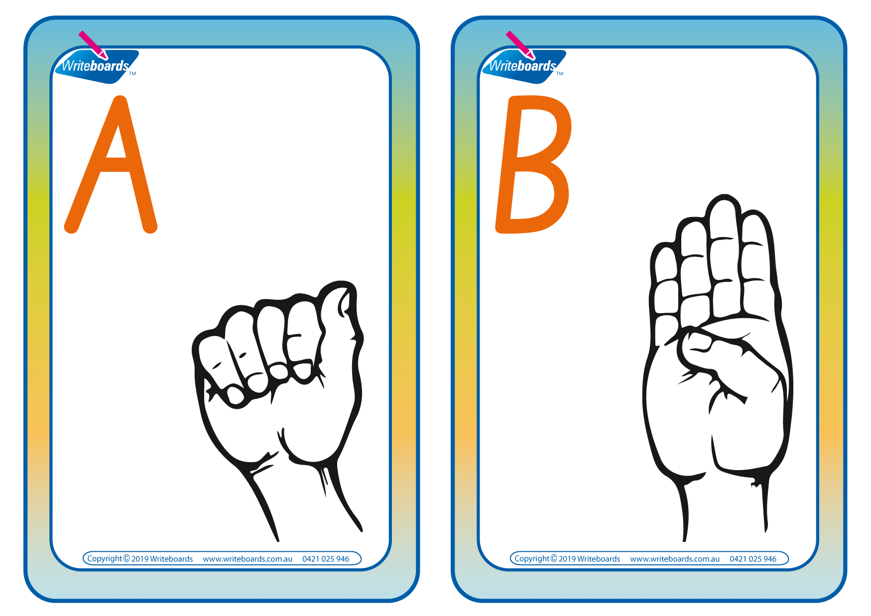 SA Modern Cursive Font Sight words and sign language flashcards for Childcare, SA Childcare Resources