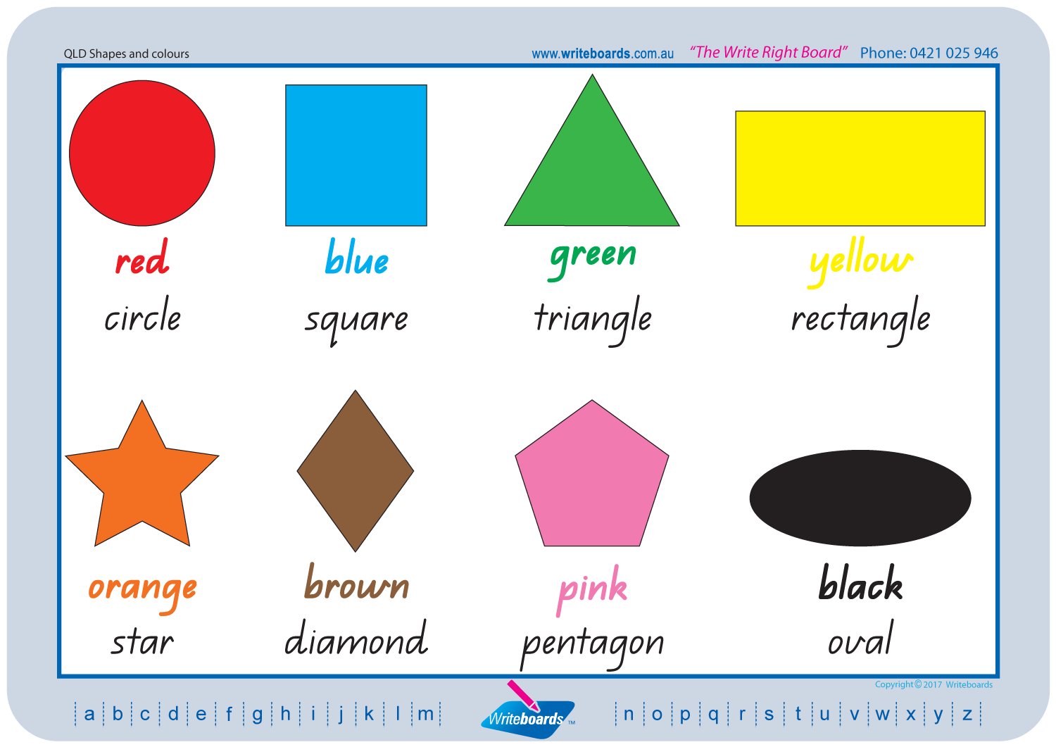 QLD Modern Cursive Font shape and colour worksheets and Flashcards. QLD handwriting.