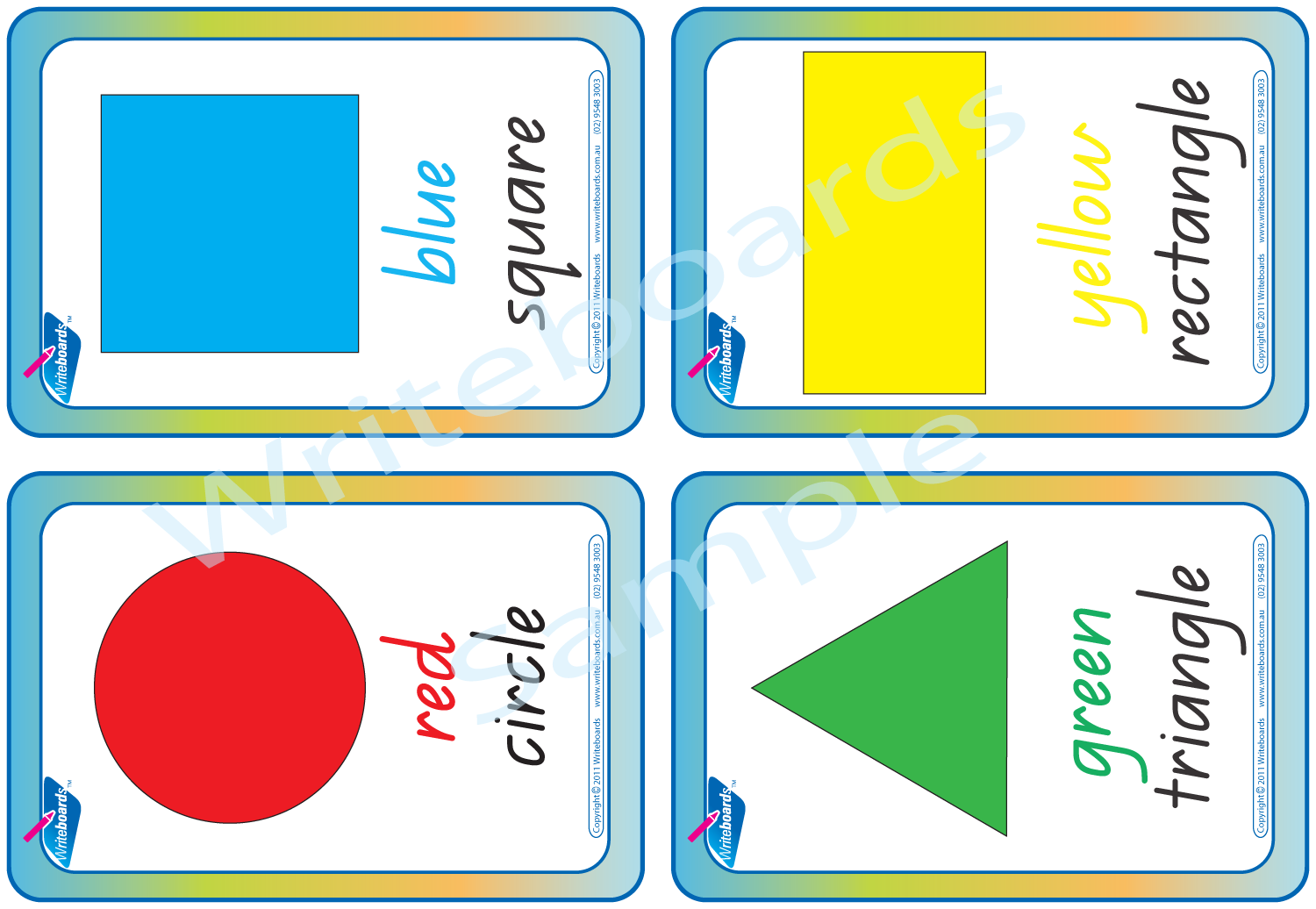 QLD Modern Cursive Font Shape & Colour flashcards for Kindergarten & Preschool