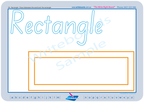 Shape and Colour Worksheets - SA Modern Cursive Font - Writeboards