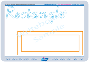 VIC and WA Childcare and Kindergarten Resources, VIC Modern Cursive Font Shape and Colour worksheets
