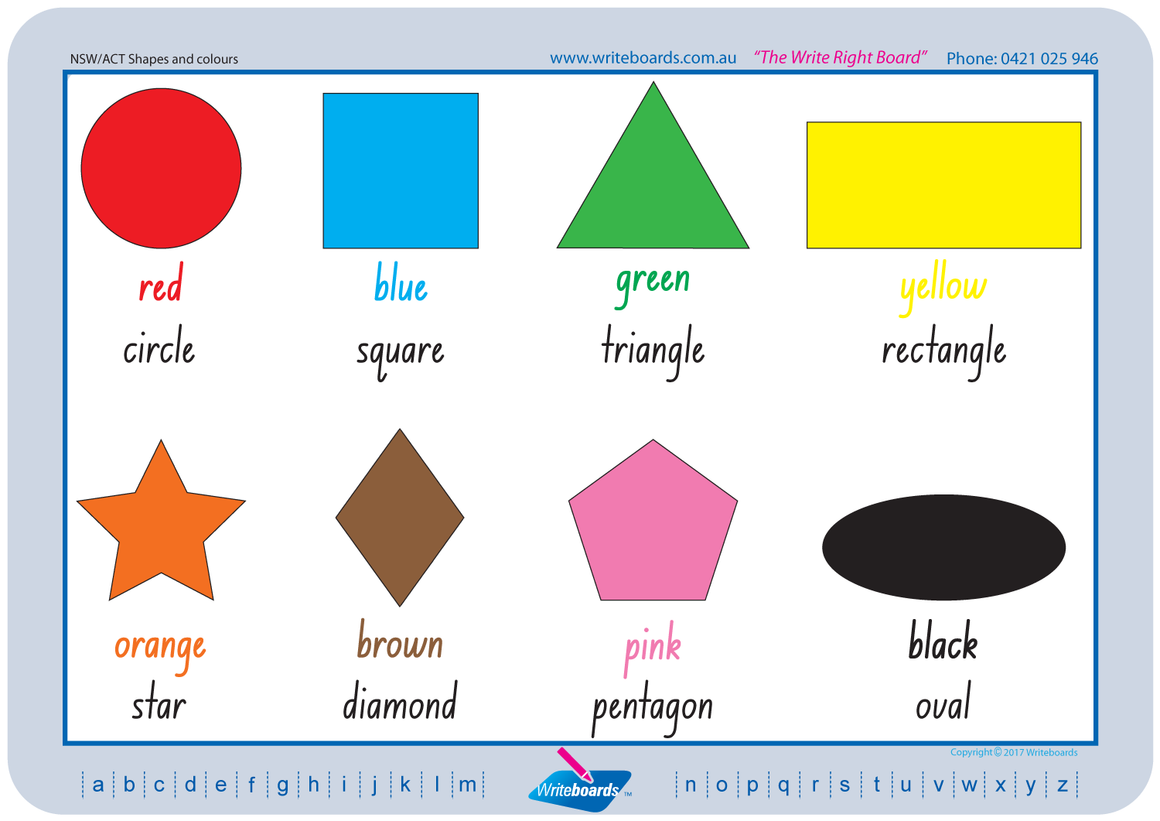 NSW and ACT Childcare and Preschool Resources, NSW Foundation Font Shape and Colour worksheets and flashcards
