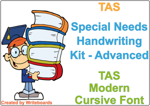  Special Needs Handwriting Kit for TAS Modern Cursive Font, Special Needs educational package for TAS