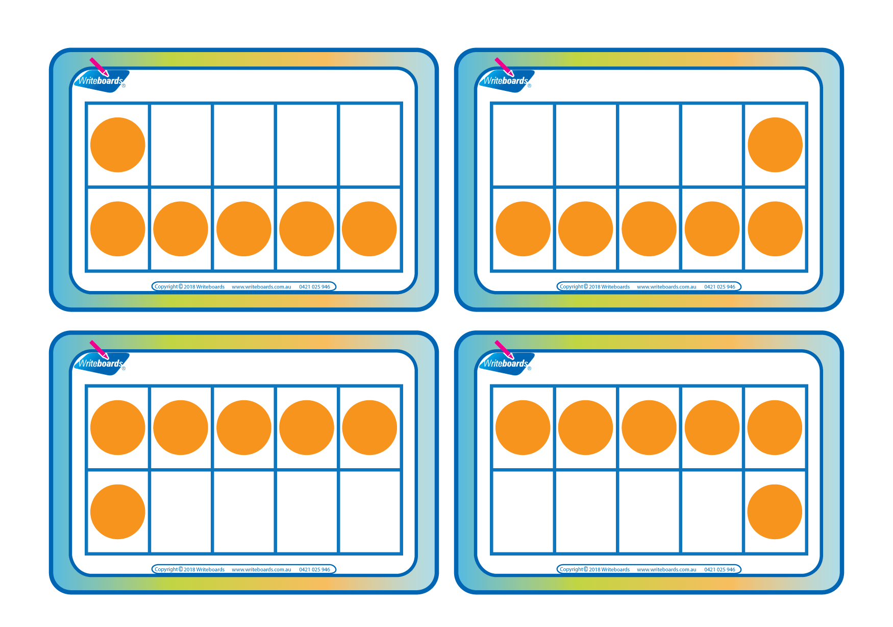 Subitising flashcards on 10 grids for Tutors and Occupational Therapists