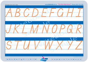 TAS Modern Cursive Font uppercase alphabet tracing worksheets completed using dots for teachers