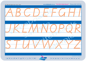 VIC Modern Cursive Font uppercase alphabet tracing worksheets completed in dot lettering for teachers