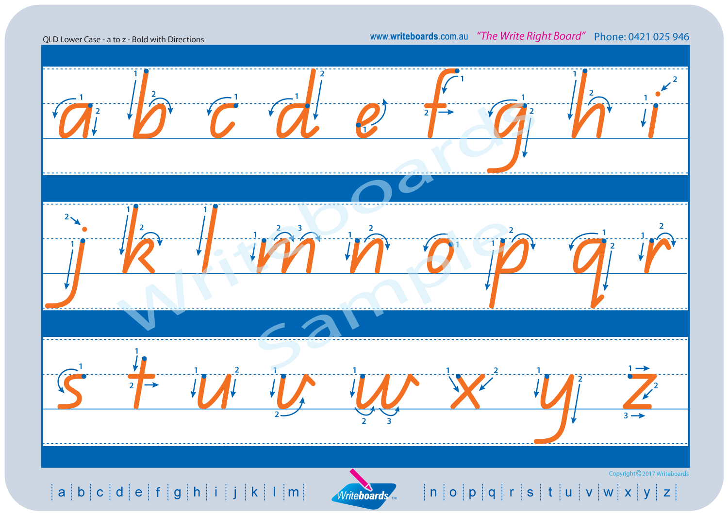 QLD Modern Cursive Font Lowercase Alphabet Tracing Worksheets with Directional Arrows for Occupational Therapists and Tutors