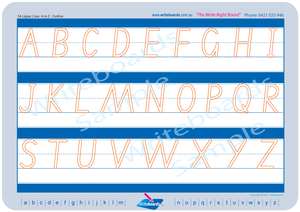 SA Modern Cursive Font uppercase alphabet tracing worksheets completed in dot lettering for teachers