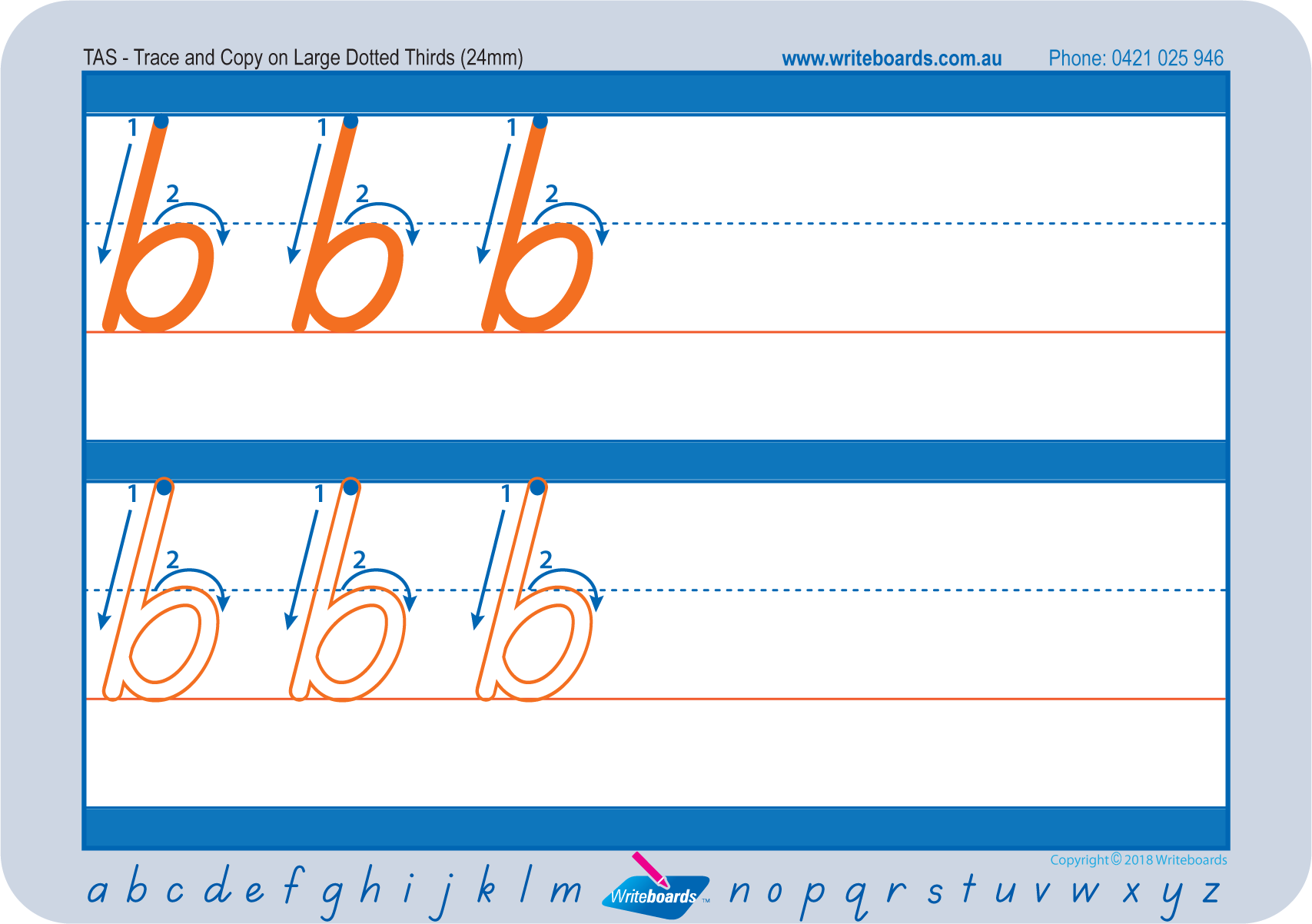 Download TAS Modern Cursive Font Large Dotted Third Alphabet Worksheets for Teachers - Includes 44 worksheets