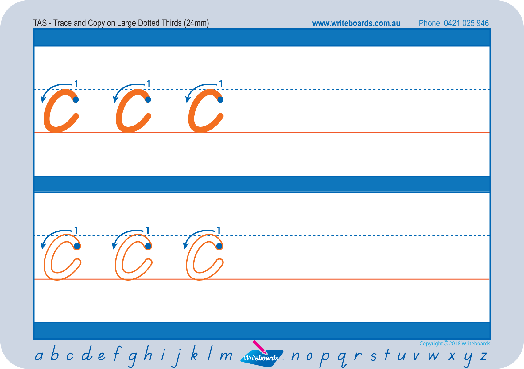 TAS Modern Cursive Font Large Lowercase Alphabet Worksheets for Preschool and Kindergarten