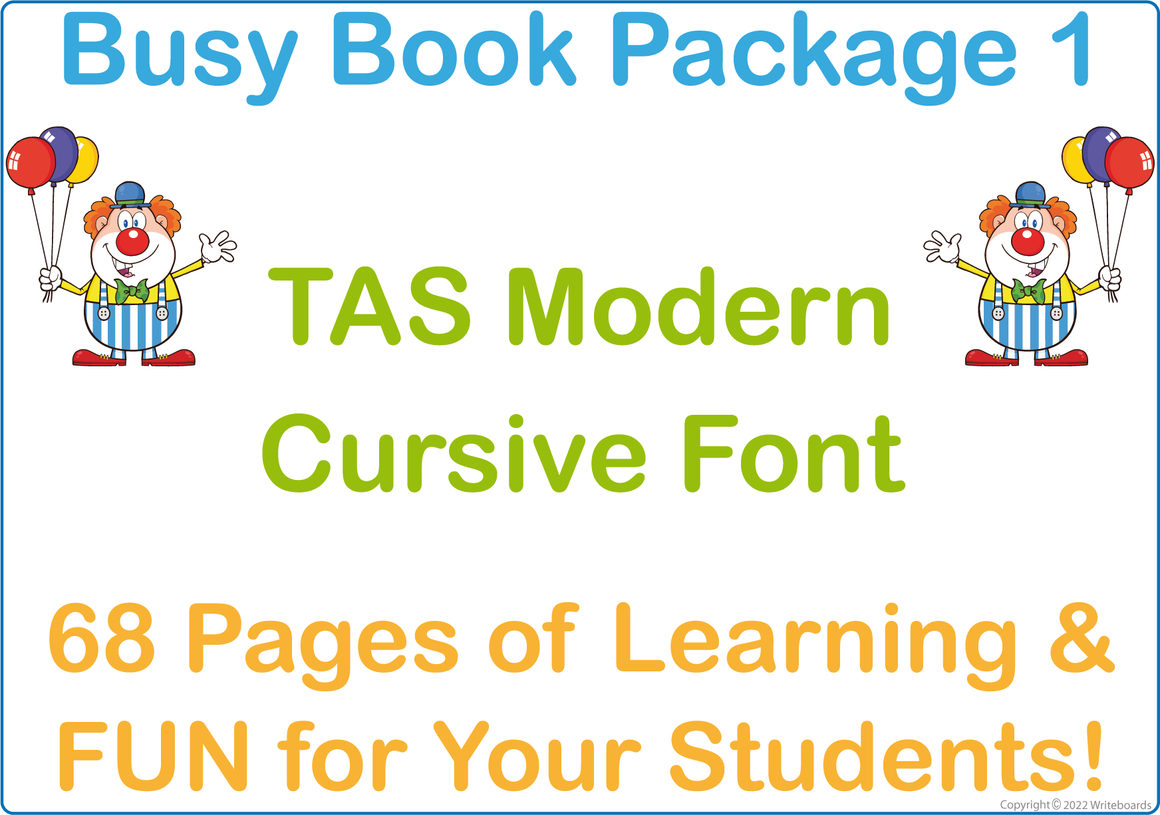 TAS Modern Cursive Font Busy Book Package One