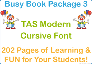 TAS Modern Cursive Font Busy Book Package Three