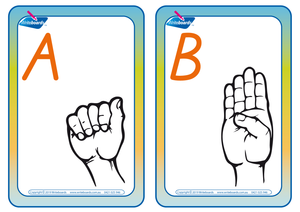 Sign Language Flashcards completed using TAS Modern Cursive Font.