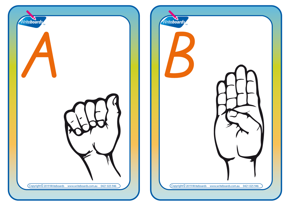 TAS Modern Cursive Font Sign Language and Sight Word Flashcards for Tutors and Occupational Therapists