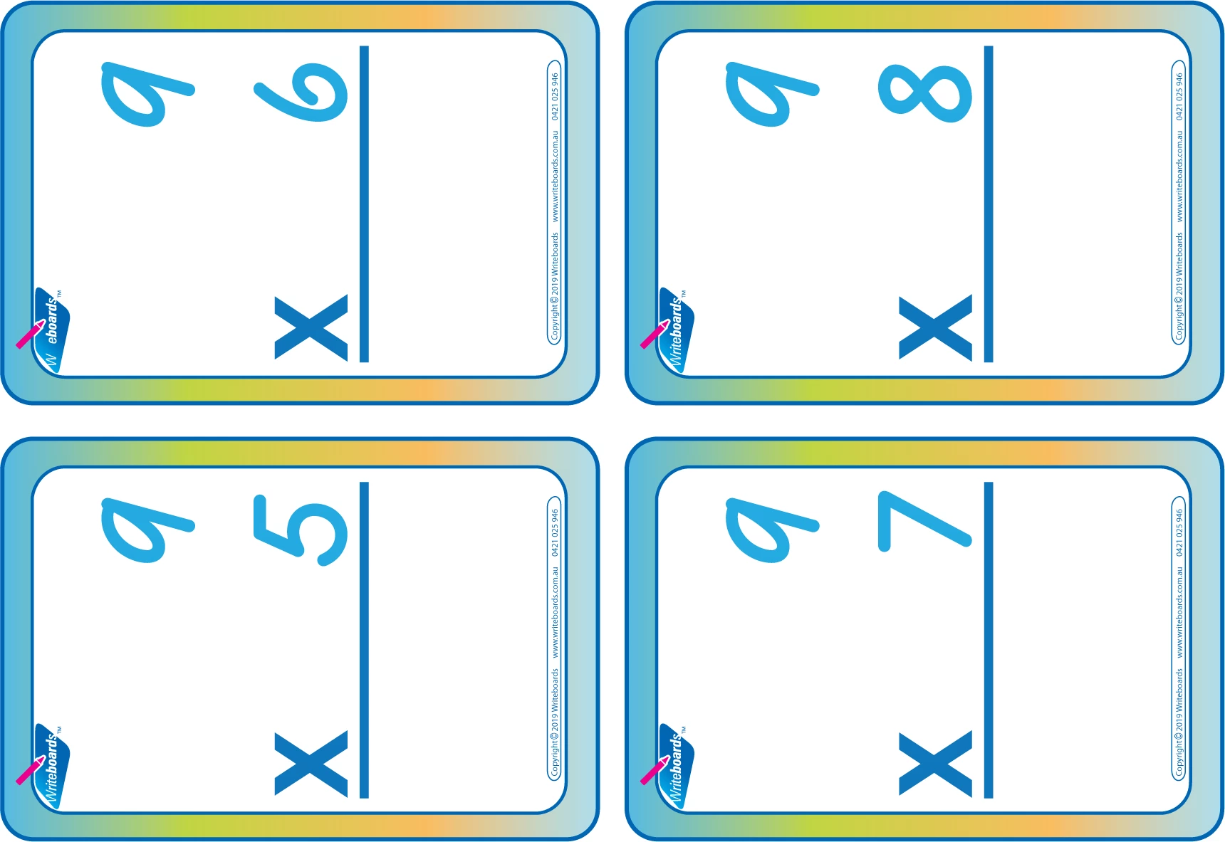 TAS Modern Cursive Font Times Tables Flashcards with and without answers for Occupational Therapists and Tutors