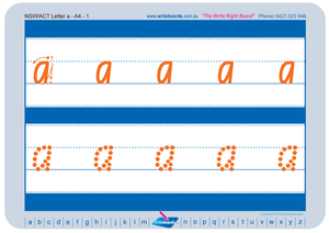 NSW Foundation Font alphabet and number handwriting worksheets, NSW and ACT alphabet and number tracing worksheets