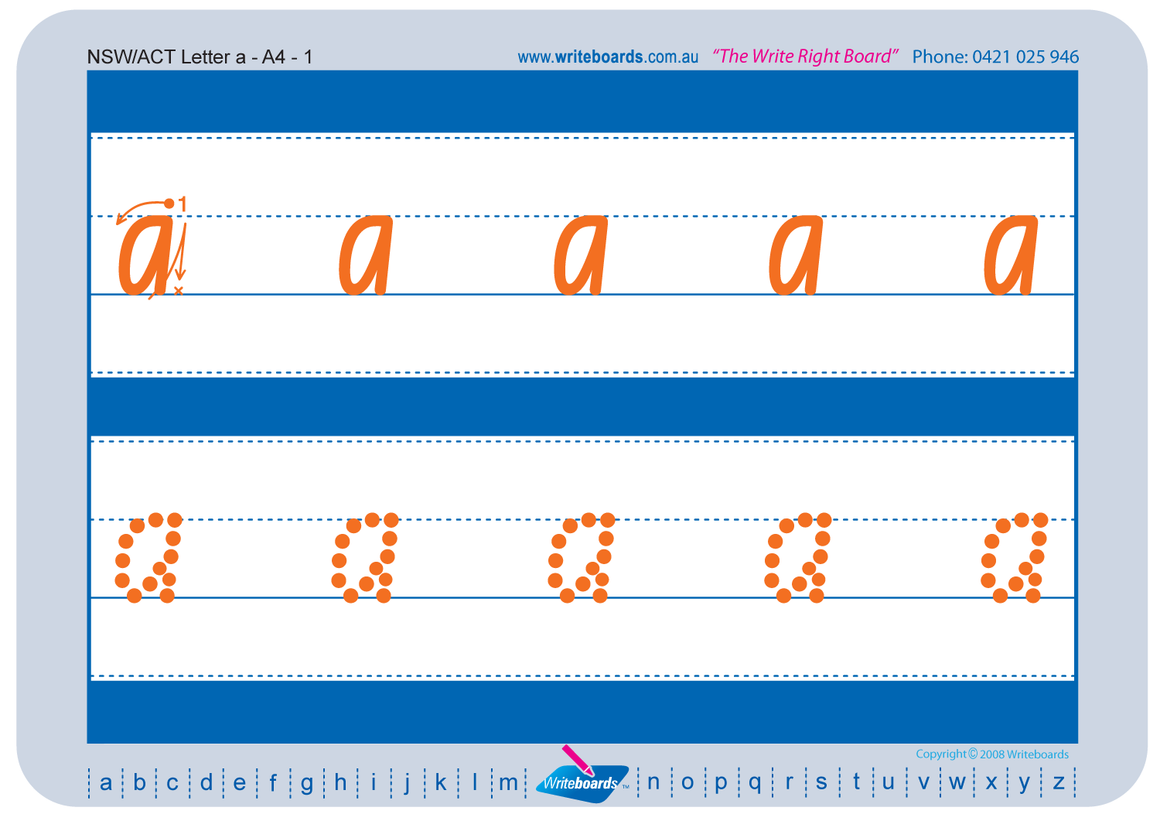 NSW Foundation Font Lowercase Alphabet Tracing Worksheets for Occupational Therapists and Tutors