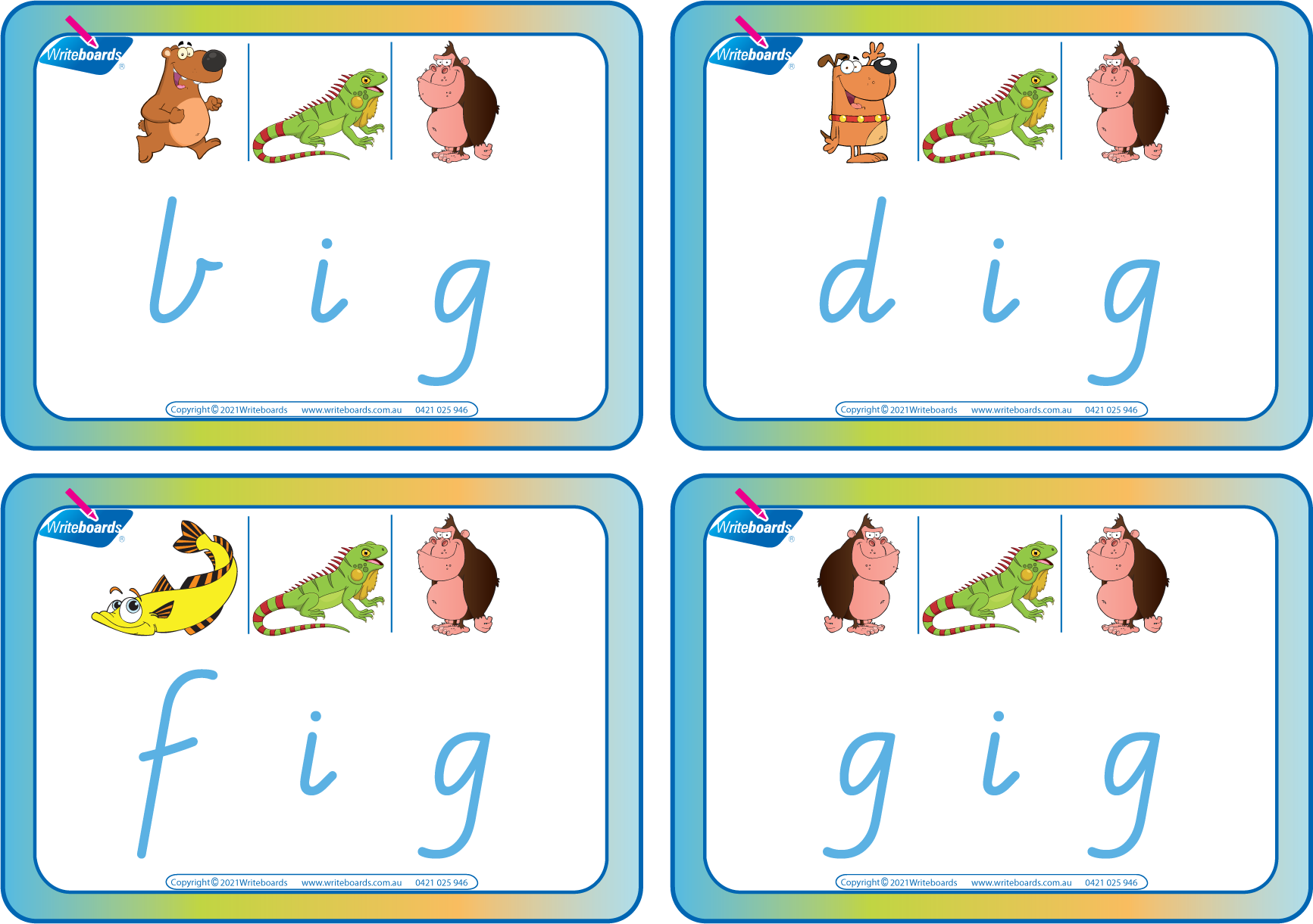 Teach spelling and rhyming with VIC Modern Cursive Font CVC Flashcards-includes 52 Phonic printable cards